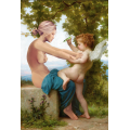 Jeune femme se protégeant d'un faux Eros - William Adolphe Bouguereau